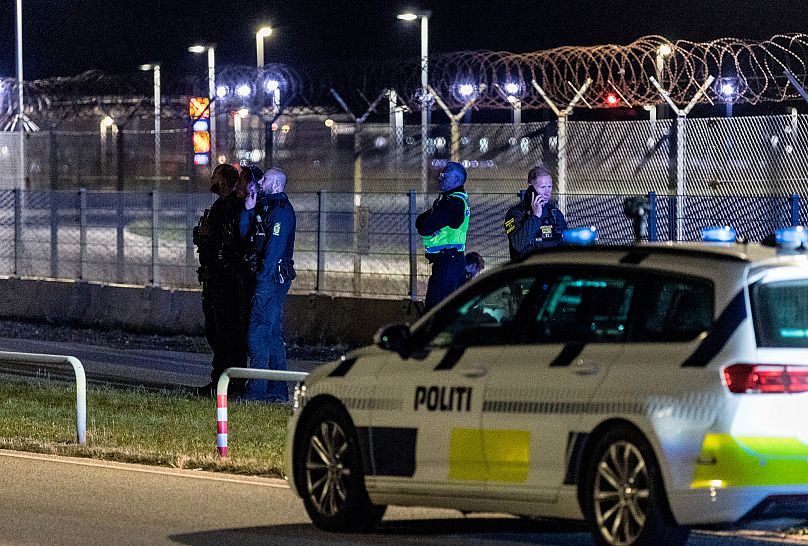 Danish police patrol at Copenhagen Airport, 22 September, 2025