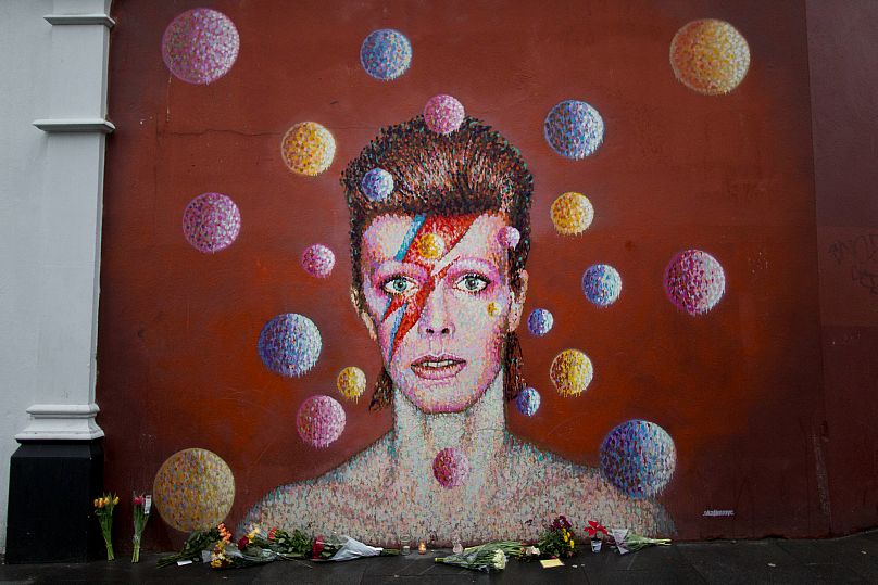 Mural of David Bowie by artist Jimmy C in Brixton, south London - Monday 11 January 2016