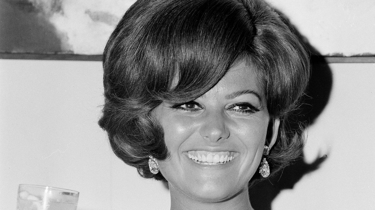 Claudia Cardinale at a press conference in Rome, 9 July 1965