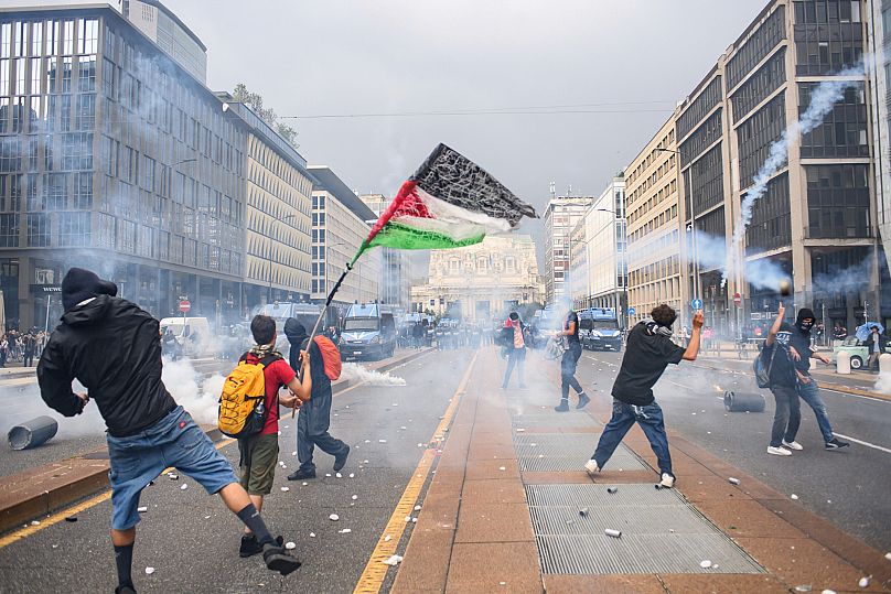 درگیری طرفداران فلسطین با پلیس در ایتالیا