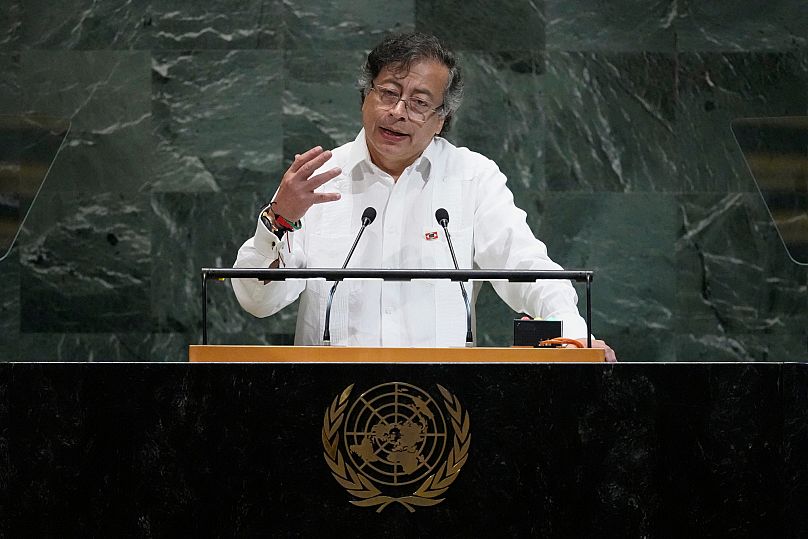 President of Colombia Gustavo Petro Urrego addresses the 80th session of the United Nations General Assembly in New York, 23 September, 2025