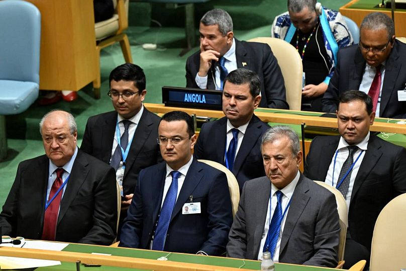 Members of Uzbekistan's goverment at the 80th session of the UN General Assembly