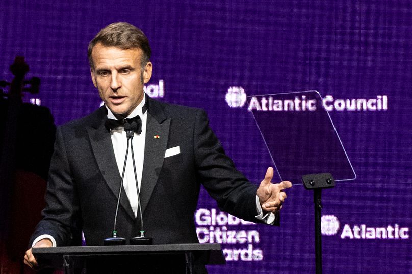 French President Emmanuel Macron speaks at the Global Citizen Awards ceremony in New York, 24 September, 2025