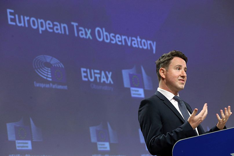 French economist Gabriel Zucman speaks during a media conference on the launch of the European Tax Observatory at EU headquarters in Brussels, 1 June, 2021