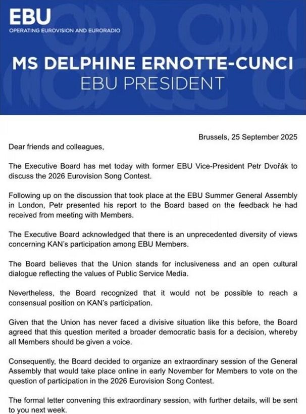 Statement from EBU president Delphine Ernotte Cunci 