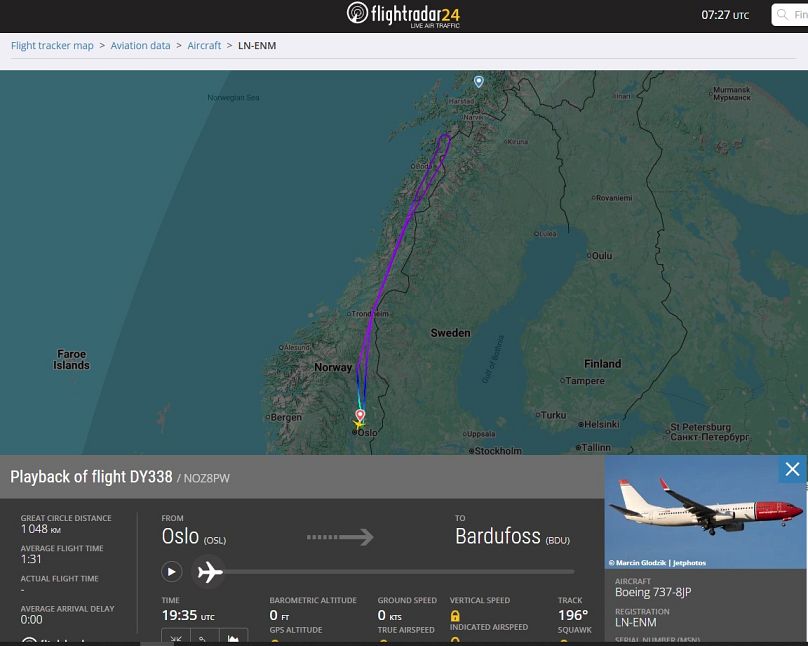 Vol en question, extrait de Flightradar24.com