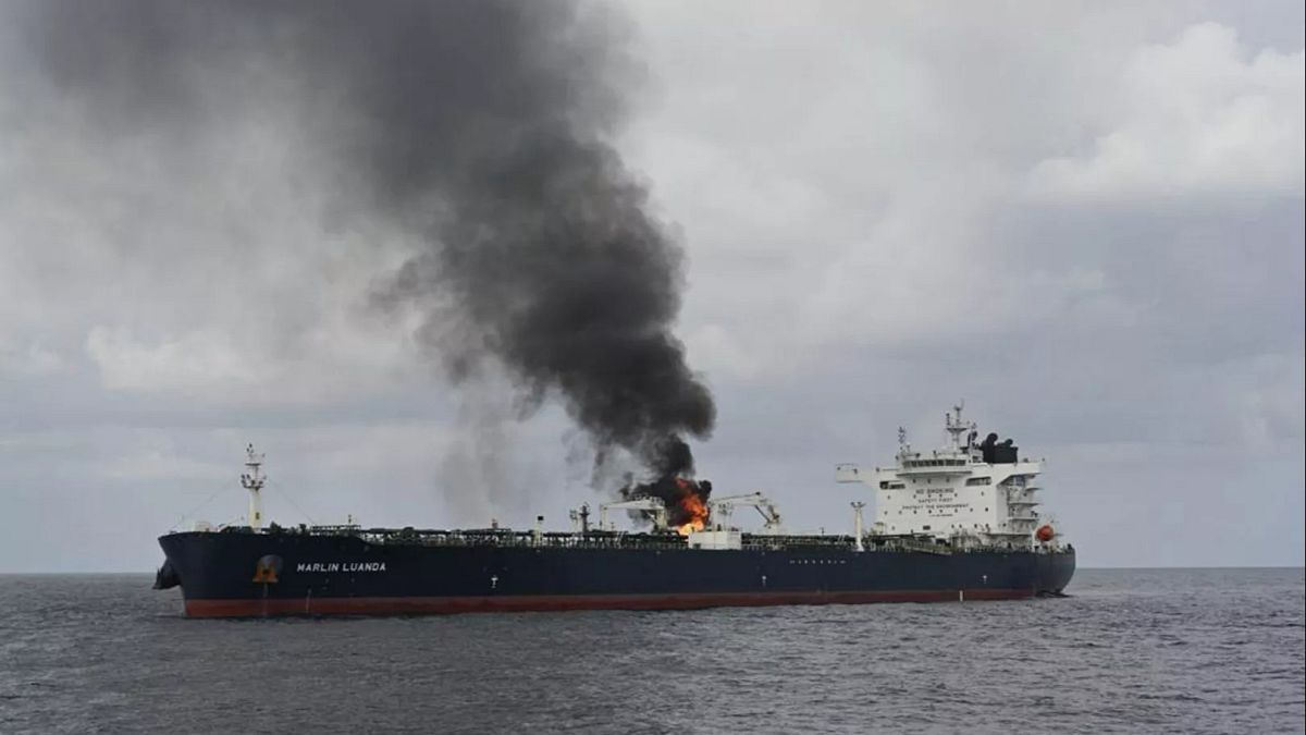 Attack by Yemen's Houthi rebels sets cargo ship ablaze in Gulf of Aden, officials say
