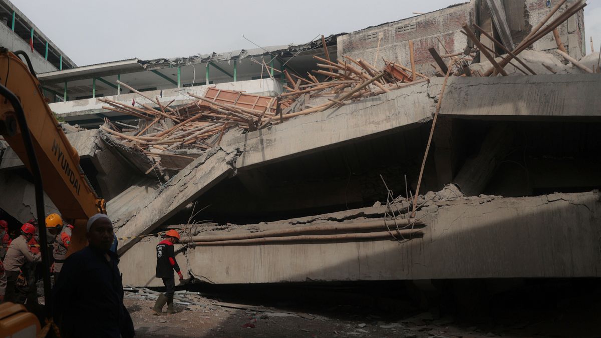 School collapses in Indonesia, killing at least one and burying dozens of students