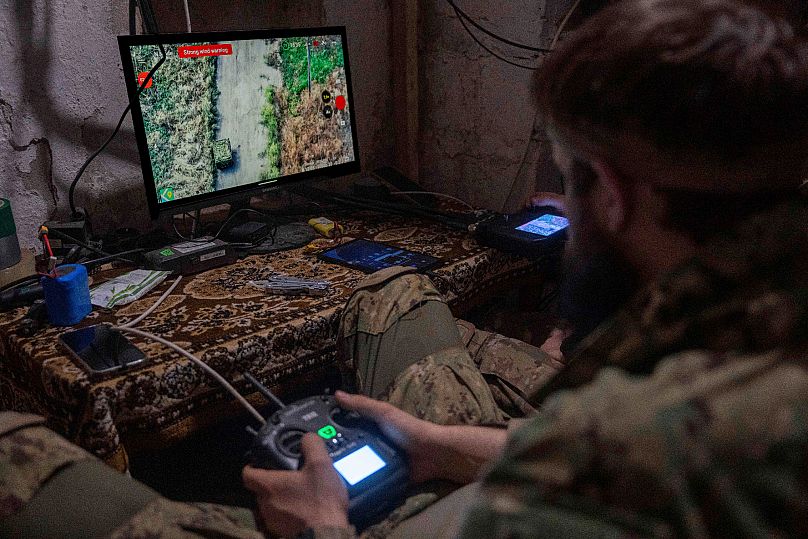 Ukrainian servicemen navigate land and aerial drones near Kostiantynivka, 10 September, 2025