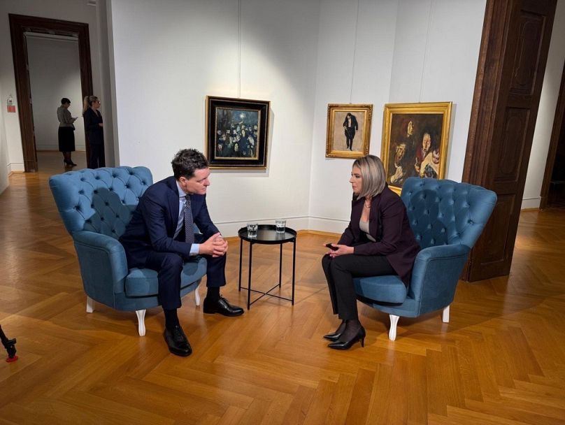 Romanian President Nicușor Dan and Euronews Romania Editor-in-Chief Andra Diaconescu in Bucharest, 30 September 2025