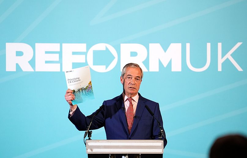 Party leader Nigel Farage speaks during a Reform UK press conference at the Royal Horseguards Hotel in London, 22 September, 2025