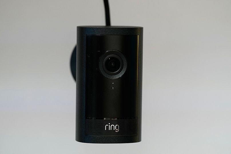 New Ring cameras are displayed at an Amazon event in New York, Tuesday, Sept. 30, 2025. 