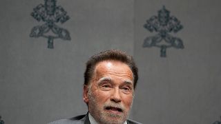Former California governor Schwarzenegger stands with Vatican climate initiative
