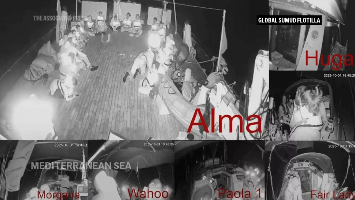 Activists on board Gaza-bound aid flotilla say Israel intercepting vessels