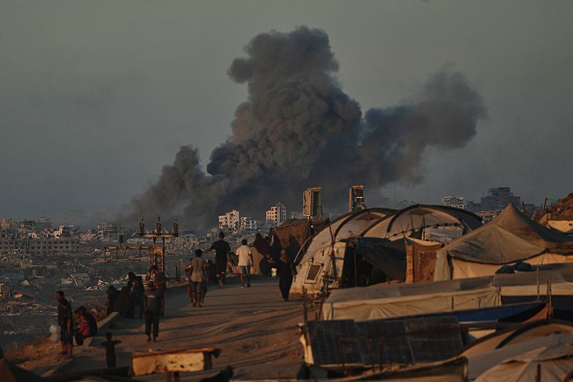 Smoke rises following an Israeli military strike in Gaza City, 1 October, 2025