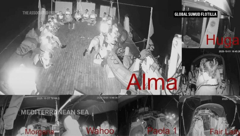 Livestream of flotilla, activists on board several vessels sailing toward Gaza, Wednesday, 1 Oct 2025. 