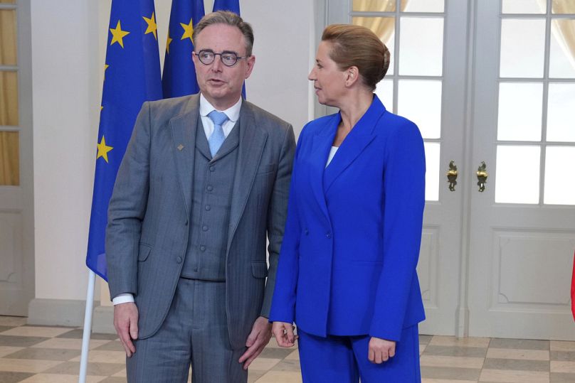 Belçika Başbakanı Bart De Wever, Kopenhag'daki gayriresmi zirvede Danimarka Başbakanı Mette Frederiksen ile birlikte, 1 Ekim 2025