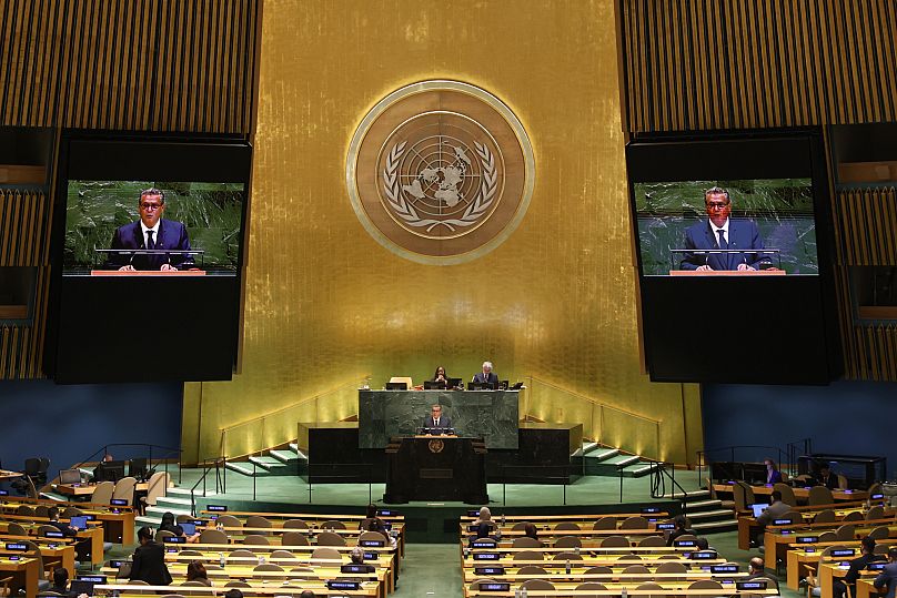 Morocco's Prime Minister Aziz Akhannouch addresses the United Nations General Assembly in New York, 23 September, 2025