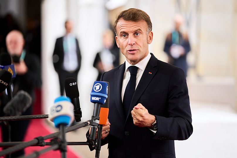 French President Emmanuel Macron arrives at an informal summit at Christiansborg Castle in Copenhagen, 1 October, 2025