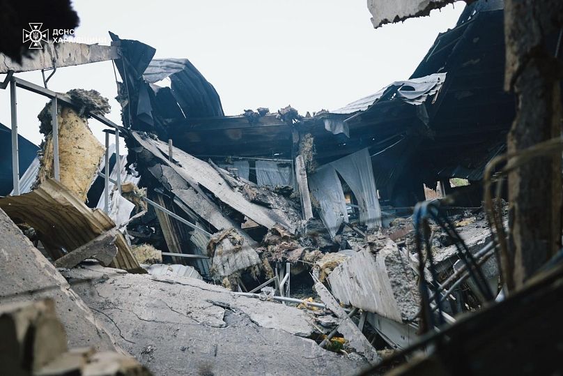 A farm is damaged after a Russian strike in the Kharkiv region, 3 October, 2025