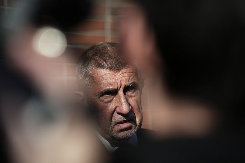 Andrej Babiš speaks to the press after voting at a polling station in Ostrava, 3 October, 2025