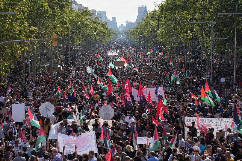 Manifestazione pro-Palestina a Barcellona 