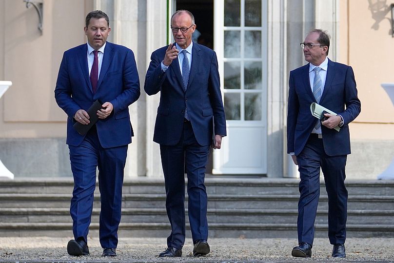 Sie sind Teil des neuen Nationalen SIcherheitsrats: Bundesfinanzminister Lars Klingbeil, Bundeskanzler Friedrich Merz und Bundesinnenminister Alexander Dobrindt (v.l.n.r.)