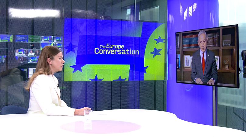 Israeli Prime Minister Benjamin Netanyahu speaks to Euronews' Sasha Vakulina in an exclusive interview, 5 October 2025