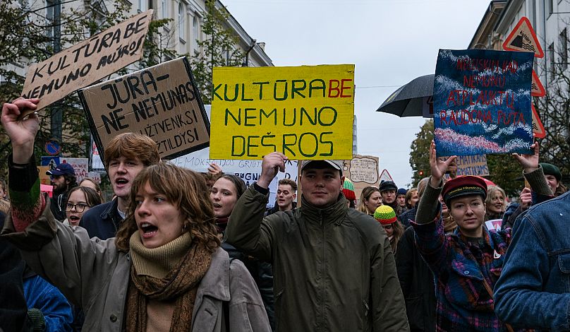 Demonstranci w Wilnie. 