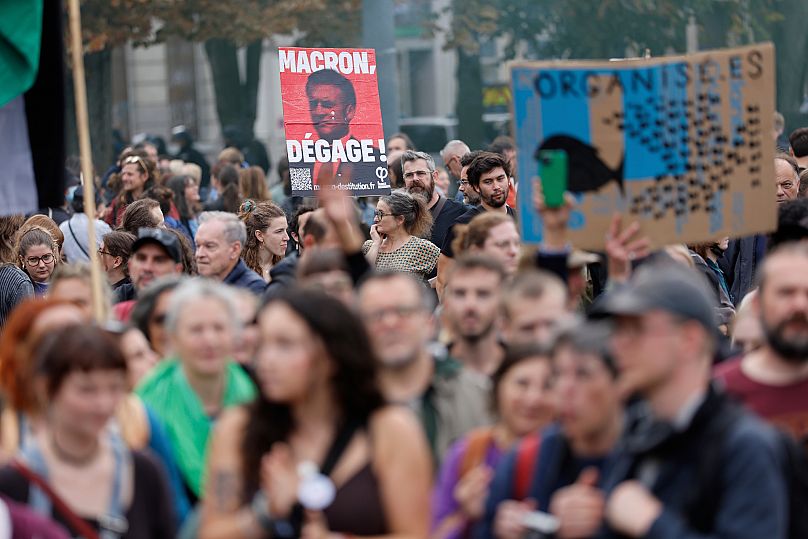 Protesters march during a demonstration called by major trade unions to oppose budget cuts in Lille, 18 September, 2025