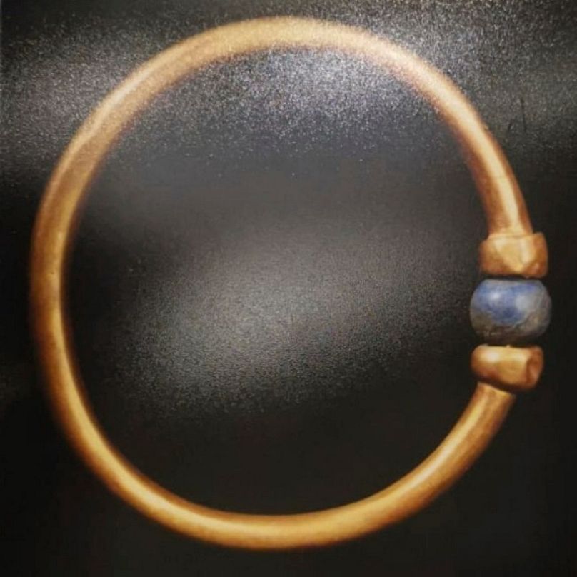 FILE: This undated photo shows a 3,000-year-old bracelet that belonged to an ancient pharaoh, which was snatched from Cairo's Egyptian Museum and melted down for gold.