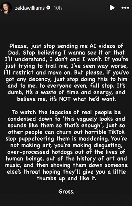 Zelda Williams' statement