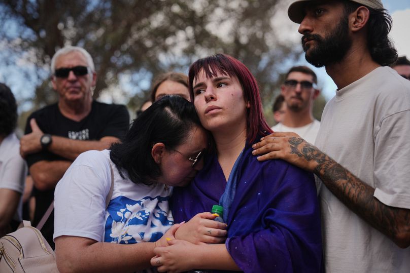 People attend a memorial marking the two-year anniversary of the deadly Oct. 7, 2023 Hamas attack at the site of the Nova music festival in southern Israel, 7 October 2025