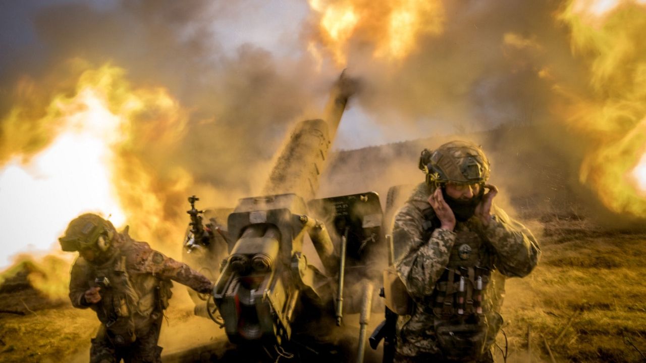 Ukrainian artillery near Bakhmut, in eastern Ukraine. 