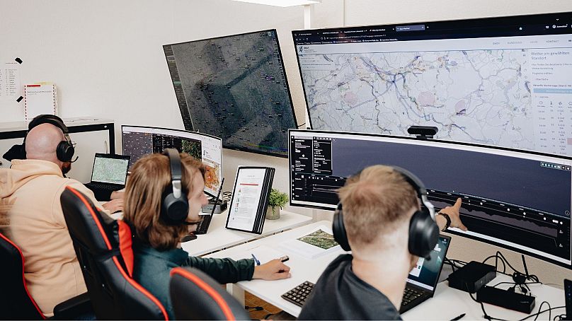 Drone pilots in the control centre
