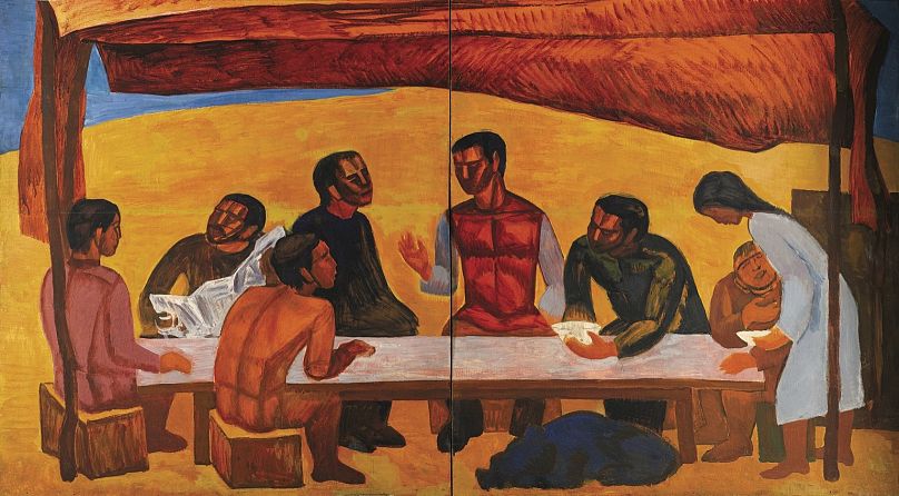 Salikhitdin Aytbayev, On Virgin Soil. Lunchtime (1960s)
