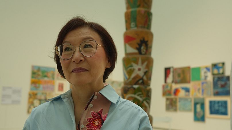 Almagul Menlibayeva at her exhibition