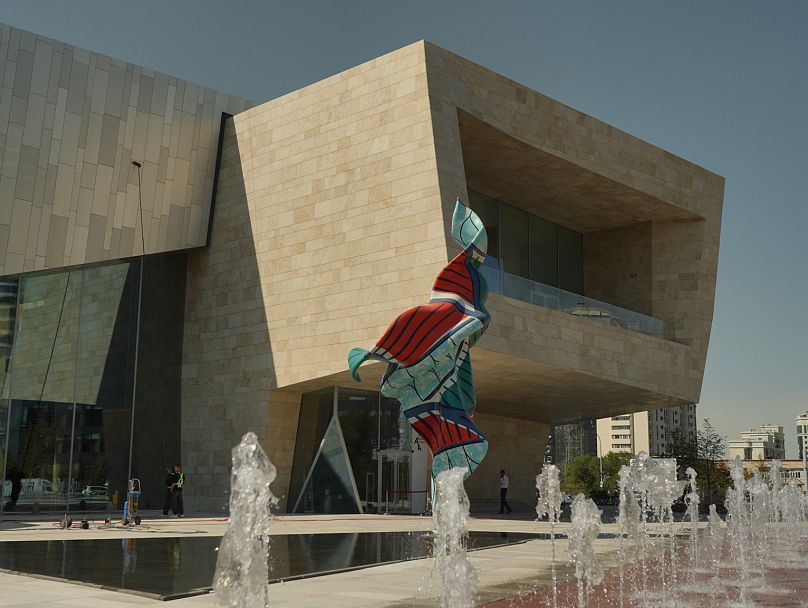 Wind Sculpture (TG) II (2022) by Yinka Shonibare, installed at the Almaty Museum of Arts