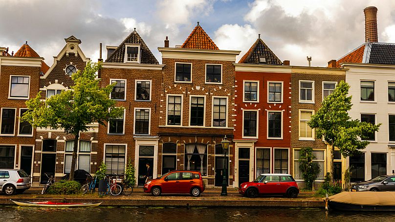 Houses along the canal in Leiden.