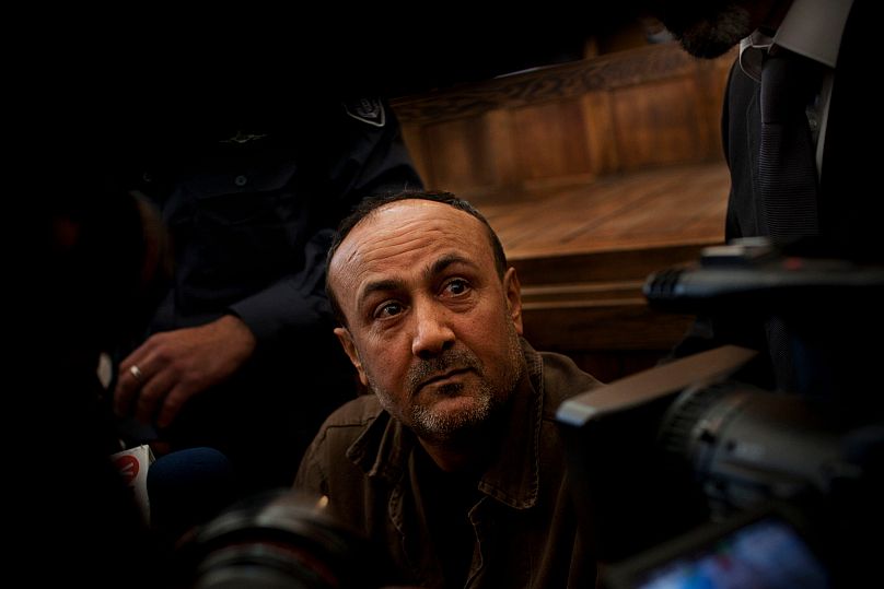 FILE - Senior Fatah leader Marwan Barghouti appears in Jerusalem's court, 25 January 2012