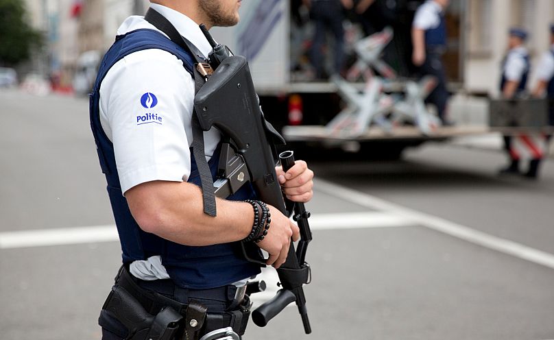Police secure an area in Brussels, 7 August, 2016 