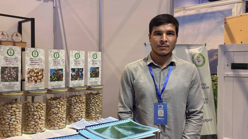 Agricultural researcher Muhammadali Okhunov presents new varieties of pistachios developed in Uzbekistan