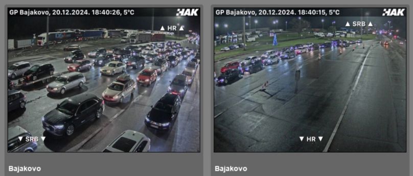 A Batrovci-Bajakovo határátkelő Szerbia és Horvátország között, 2024 karácsonya előtt