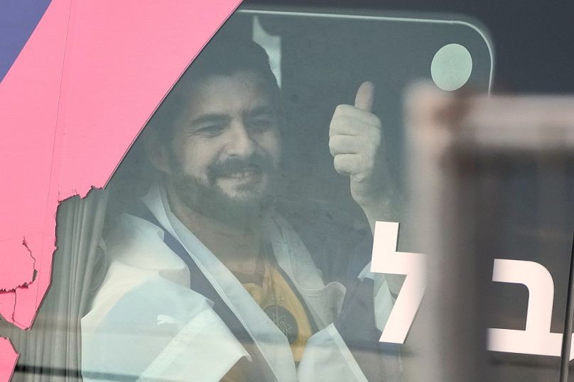 زيف برمان، أحد الرهائن الإسرائيليين الذين أُفرج عنهم من قطاع غزة، 13 أكتوبر 2025