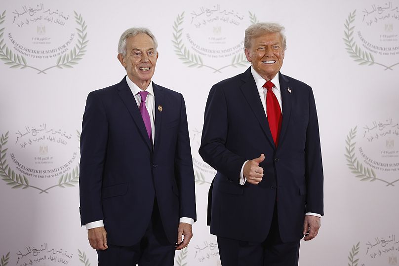 US President Donald Trump and former British Prime Minister Tony Blair at the Gaza Peace Summit in Sharm el-Sheikh, 13 October, 2025