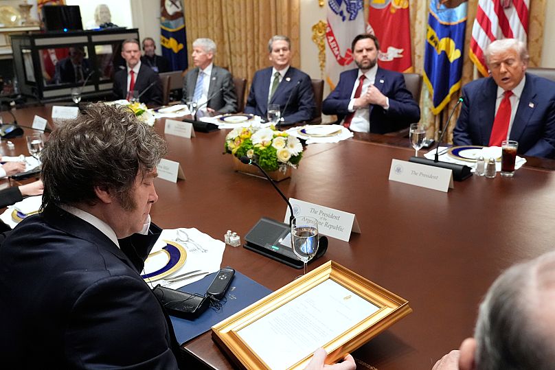 Milei és Trump a tárgyalóasztalnál, 2025 október 14.