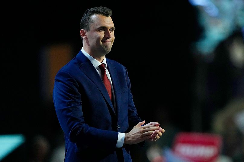 Ο Τσάρλι Κερκ, συνιδρυτής του Turning Point USA, στο Εθνικό Συνέδριο των Ρεπουμπλικάνων, 15 Ιουλίου 2024, στο Μιλγουόκι. (AP Photo/Matt Rourke, File)