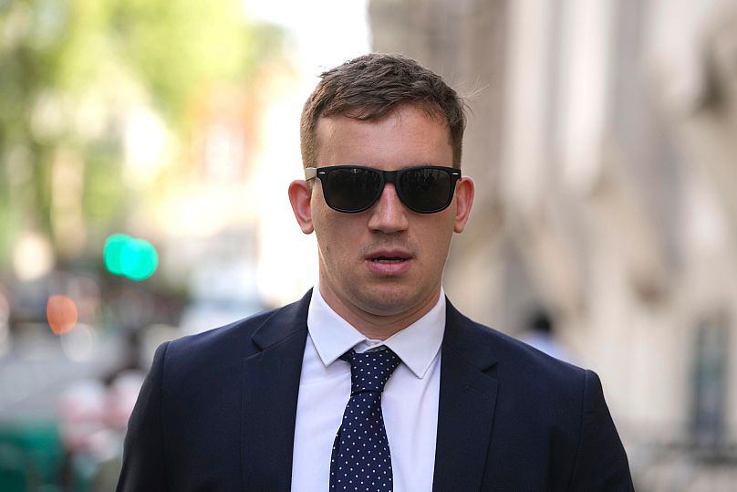 Former parliamentary researcher Christopher Cash arrives at the Central Criminal Court in London, 10 May, 2024