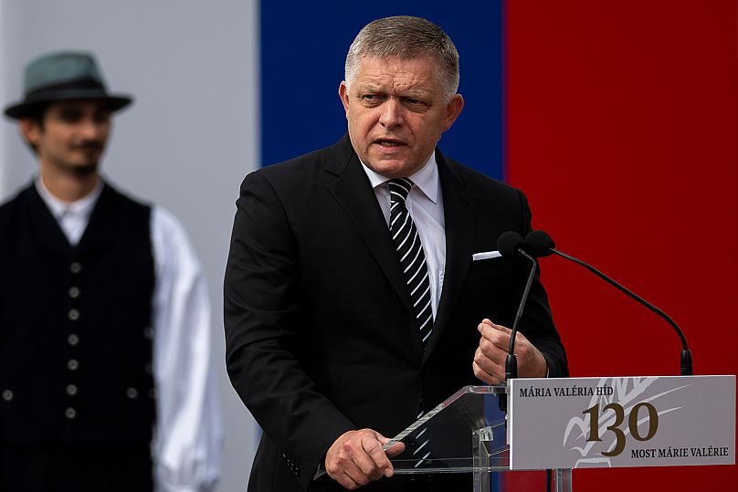Ο πρωθυπουργός της Σλοβακίας Robert Fico εκφωνεί ομιλία στο Esztergom, 28 Σεπτεμβρίου 2025
