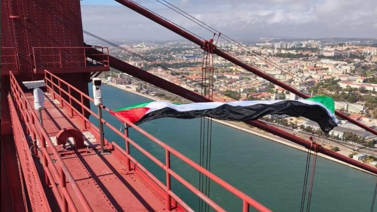 Homem detido após colocar bandeira palestiniana no topo da Ponte 25 de Abril